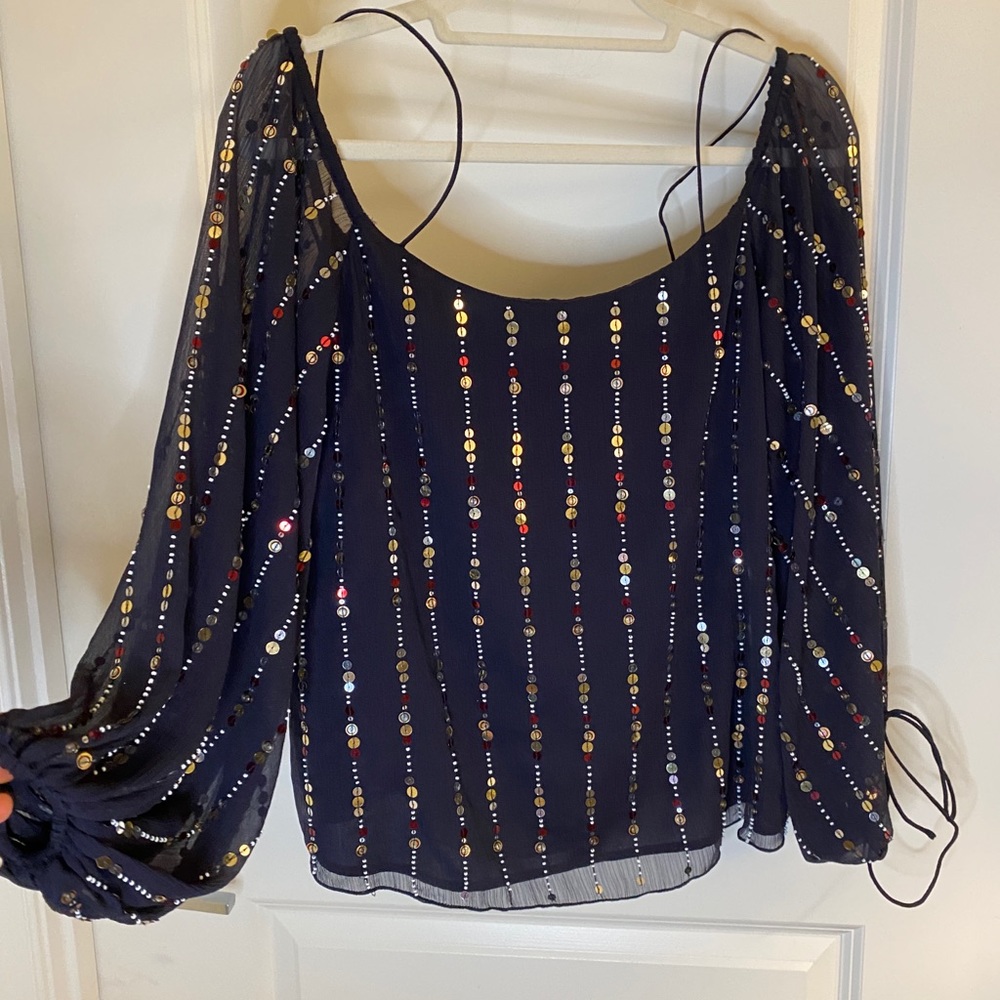 Over the Shoulder Embellished Blouse